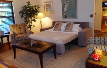 Tempurpedic mattress folds out to queen size sofa bed.